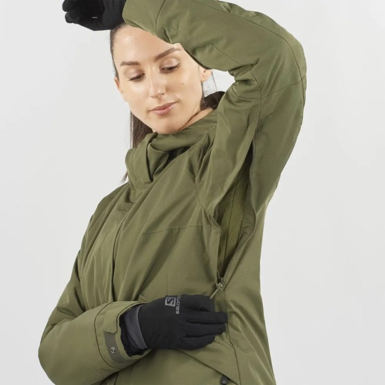 Jaquetas De Esqui Salomon Snow Rebel Insulated Hoodie Feminino Verde Oliva | PT T63975